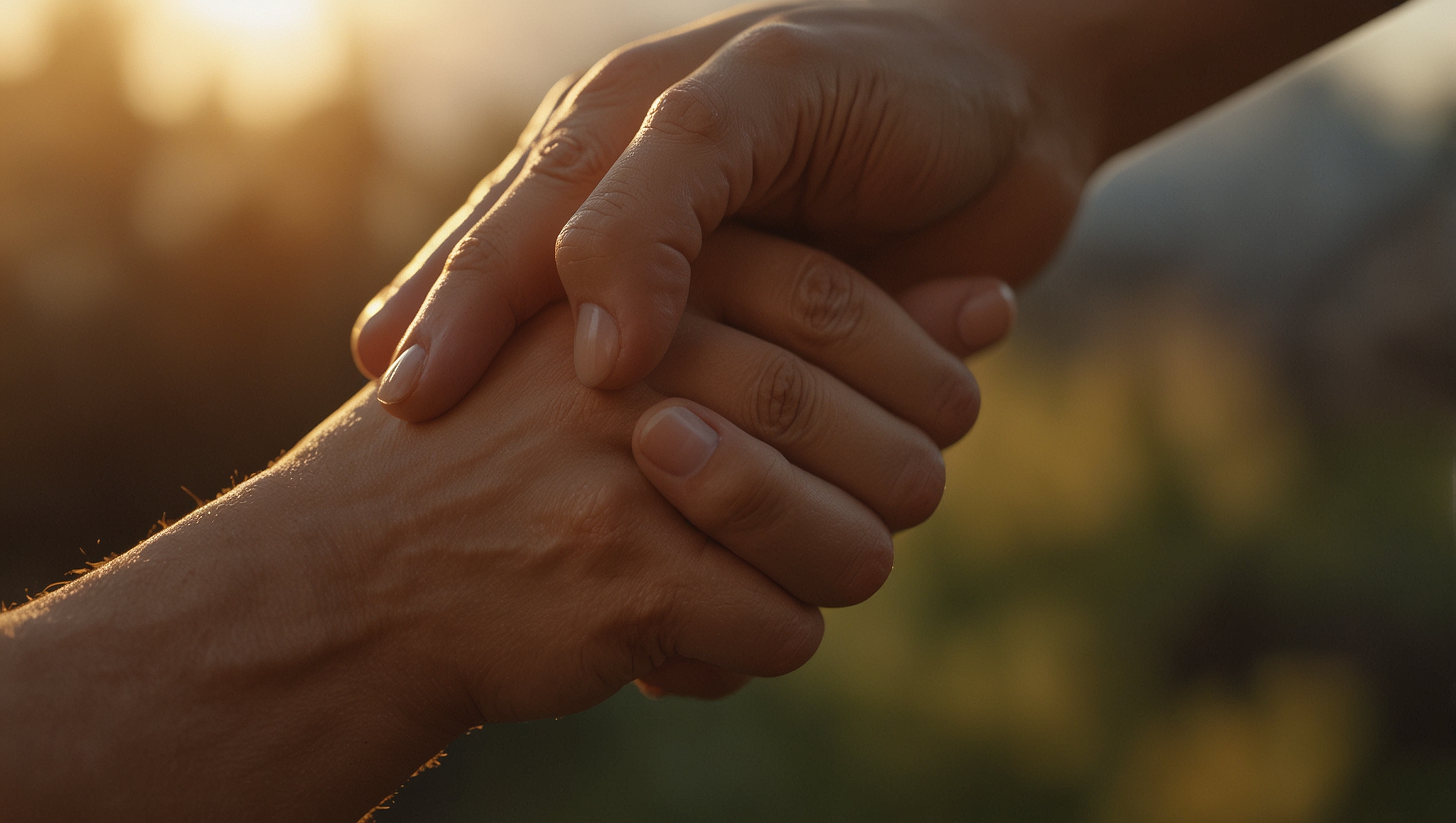 Two hands reaching toward each other in support